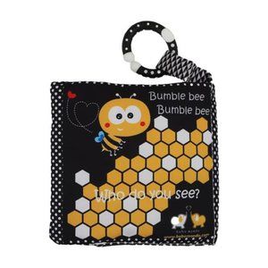 Newborn Baby Book Toys 0 3 6 Months Soft Cloth Crinkle Books, Black White